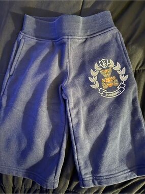 Burberry Navy Kids Shorts with Crest & Bear Motif